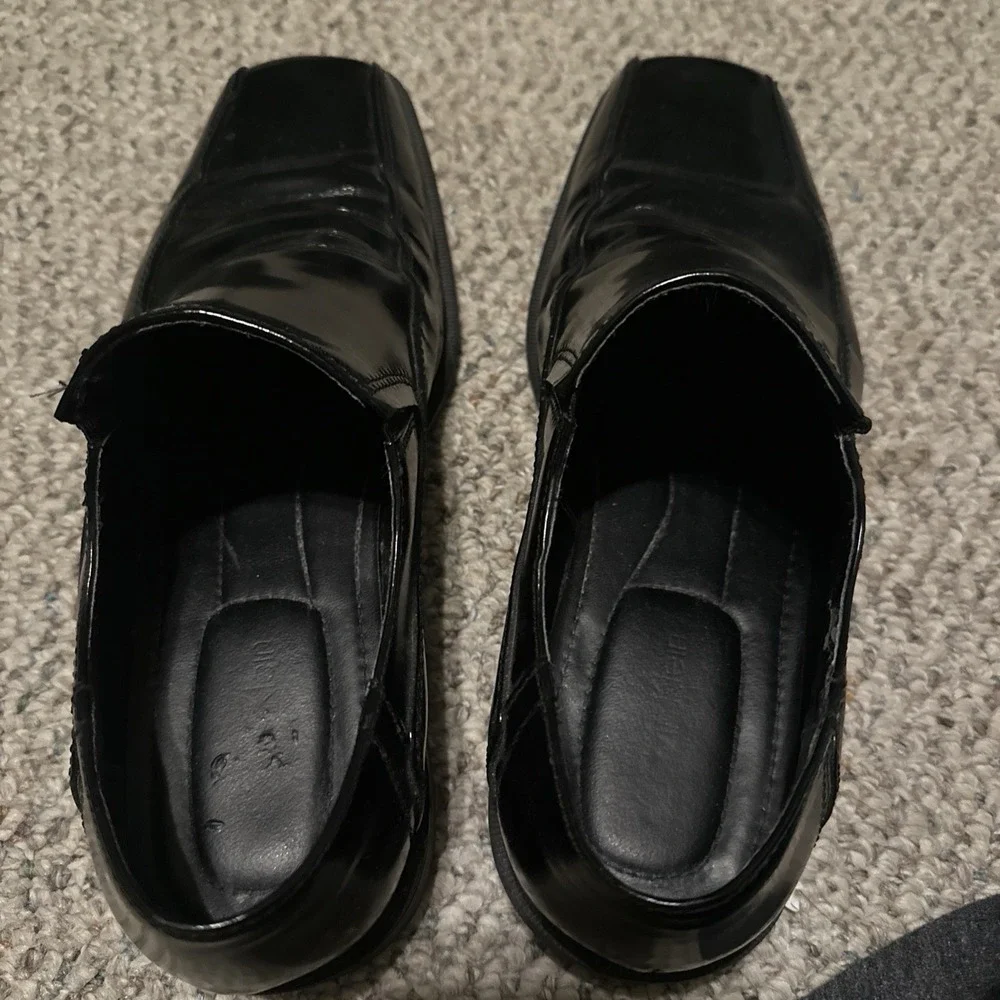 Calvin‎ Klein Size 7.5 Fane Men's Slip-on Black Dress Leather Loafers Shoes